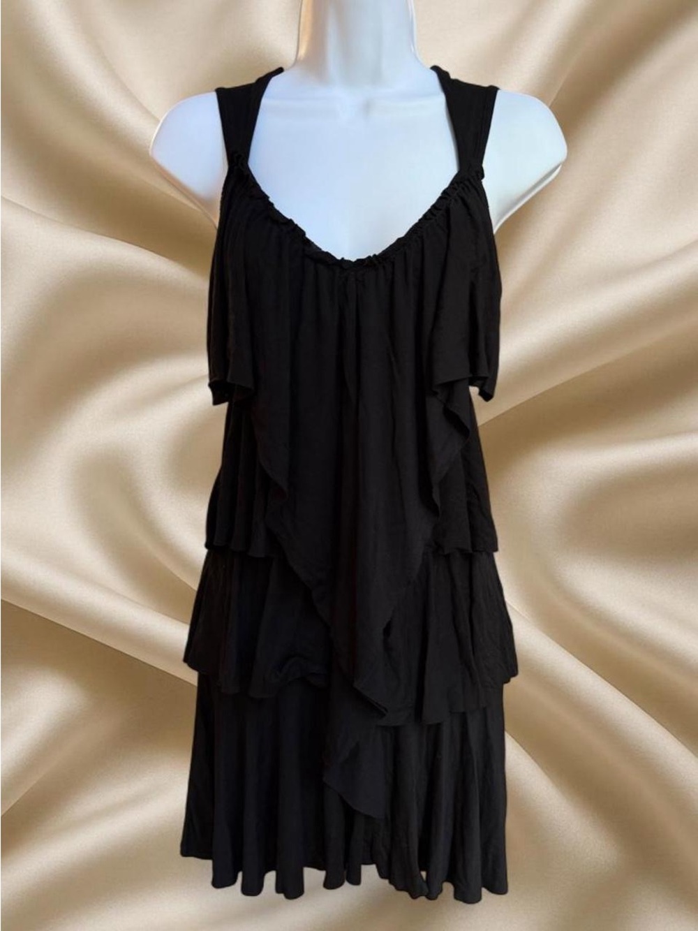 Triumph Black Layered Ruffle Mini Dress